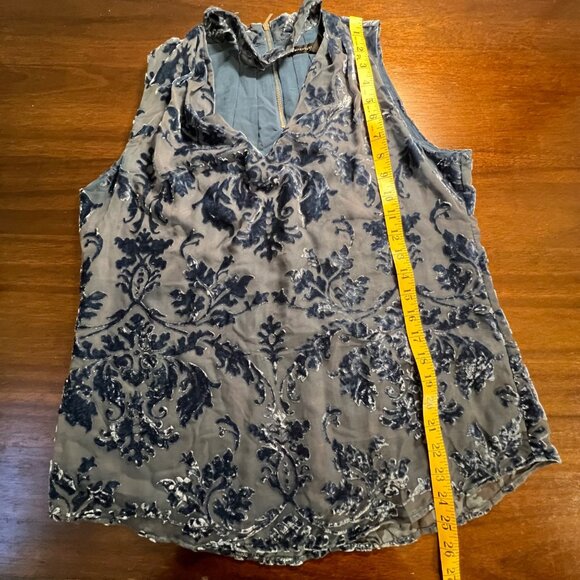 Y2K Fairy Grunge Whimsigoth Choker Sheer Velvet Burnout Blue Going Out Top 8 - Picture 7 of 9